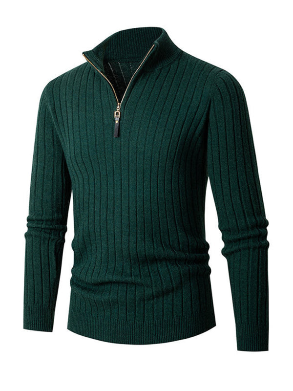 Ignatius Laurent — Men's casual solid color round neck stretch knitted sweater