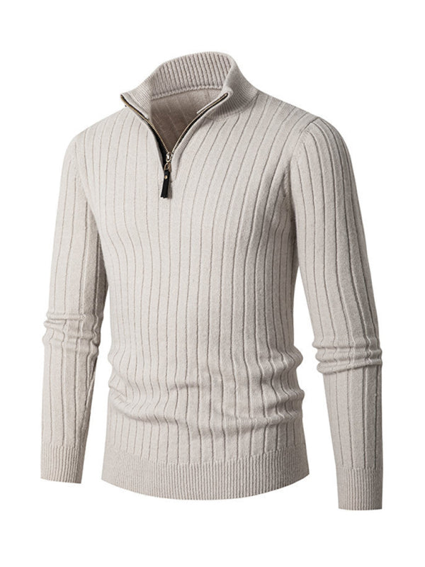 Ignatius Laurent — Men's casual solid color round neck stretch knitted sweater, alternate view 6
