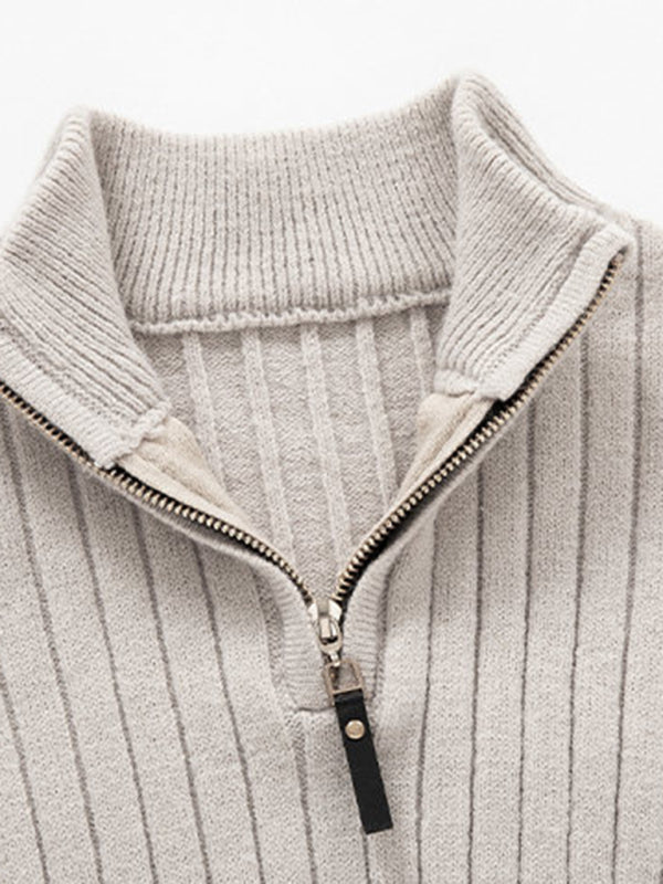 Ignatius Laurent — Men's casual solid color round neck stretch knitted sweater, alternate view 5