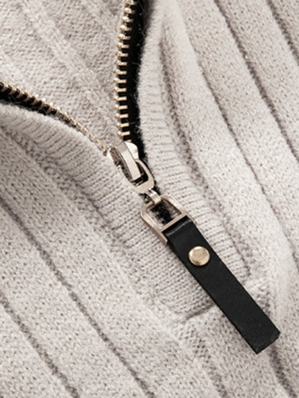 Ignatius Laurent — Men's casual solid color round neck stretch knitted sweater, alternate view 4