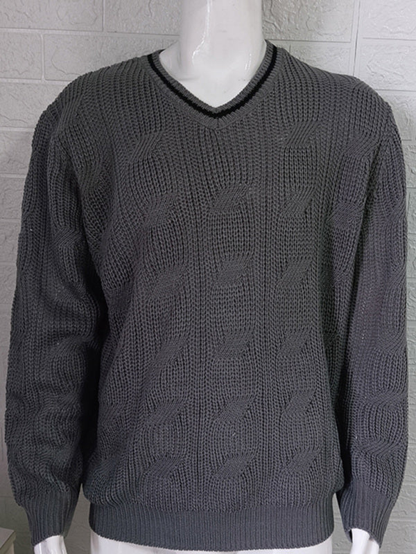 Caspian Laurent — Men's Fashionable V-Neck Slim Fit Long Sleeve Knitted Sweater, alternate view 8