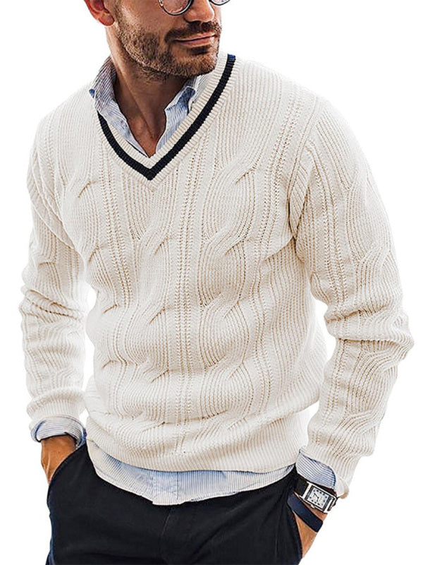 Caspian Laurent — Men's Fashionable V-Neck Slim Fit Long Sleeve Knitted Sweater, alternate view 5
