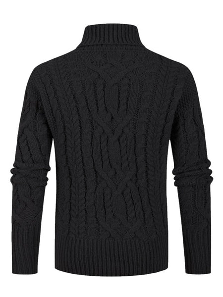 Men's new solid color twist pullover long-sleeved sweater