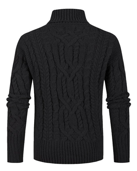 Men's new solid color twist pullover long-sleeved sweater