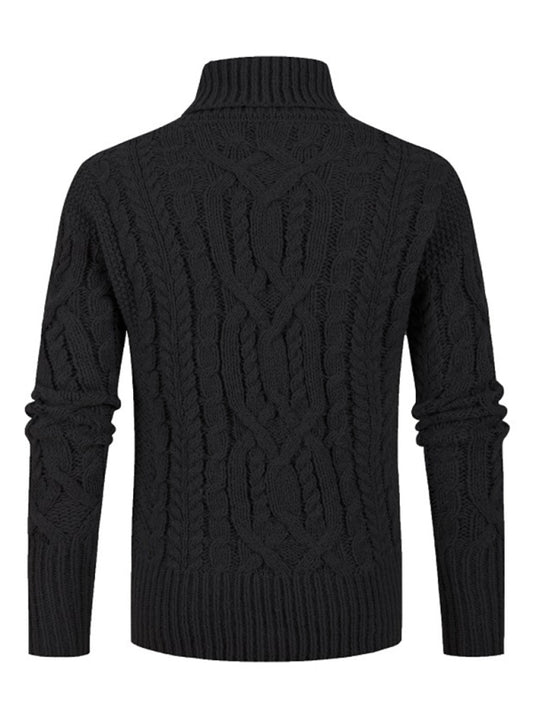 Men's new solid color twist pullover long-sleeved sweater