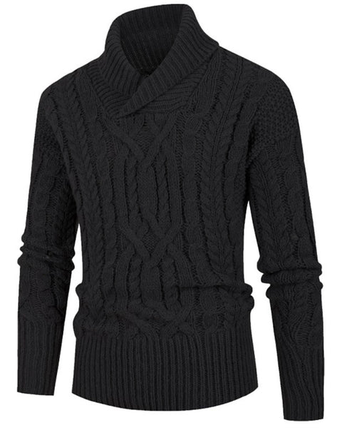 Men's new solid color twist pullover long-sleeved sweater