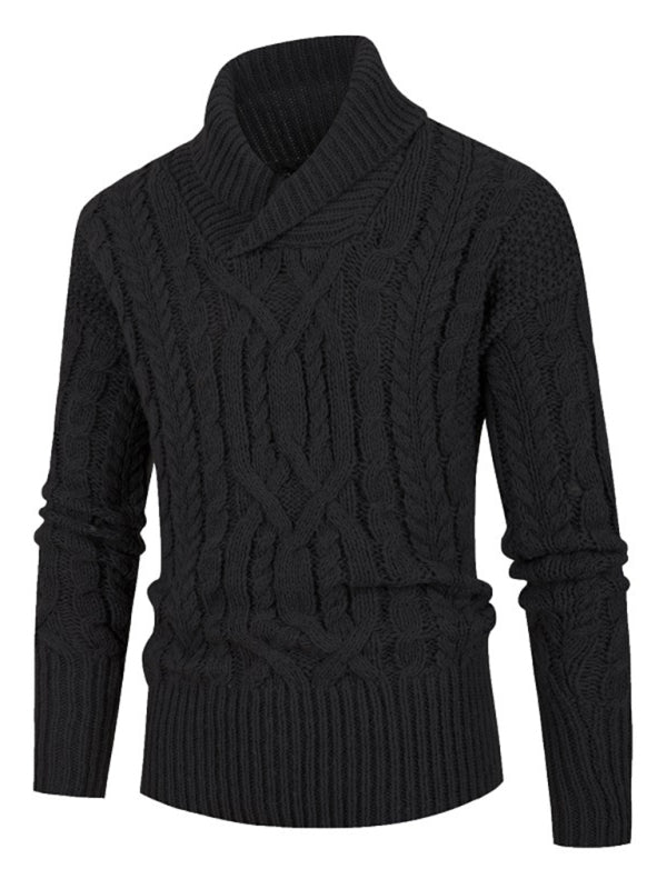 Yves Beaumont — Men's new solid color twist pullover long-sleeved sweater