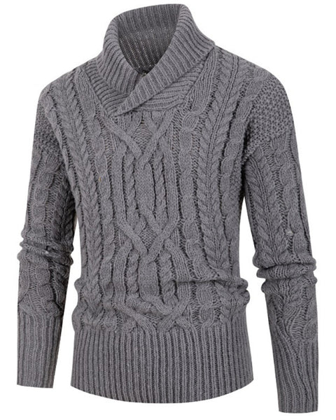 Yves Beaumont — Men's new solid color twist pullover long-sleeved sweater, alternate view 6