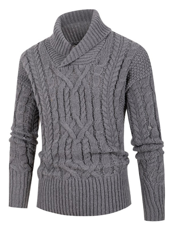 Yves Beaumont — Men's new solid color twist pullover long-sleeved sweater, alternate view 6