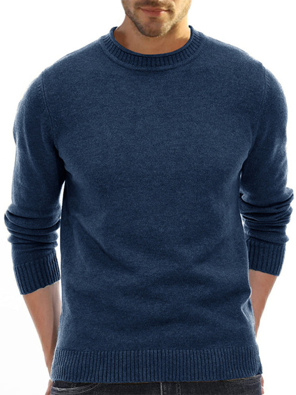 Men's new solid color long sleeve sweater