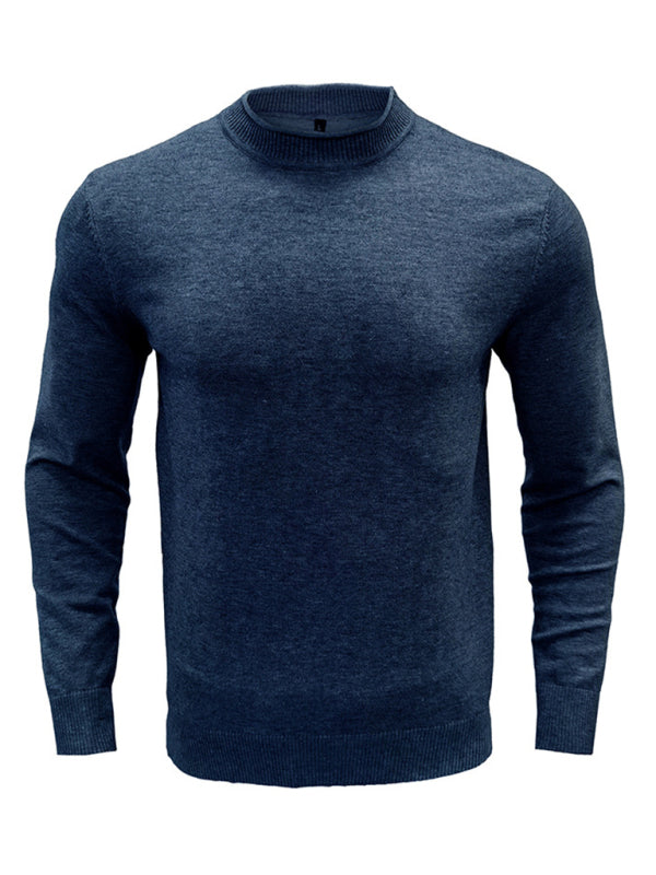 Men's new solid color long sleeve sweater