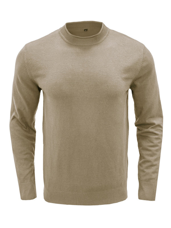 Men's new solid color long sleeve sweater