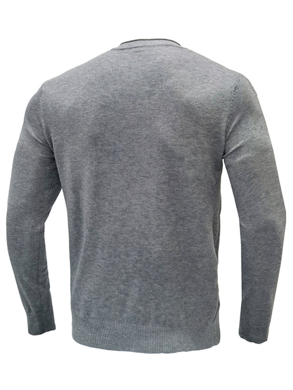 Men's new solid color long sleeve sweater