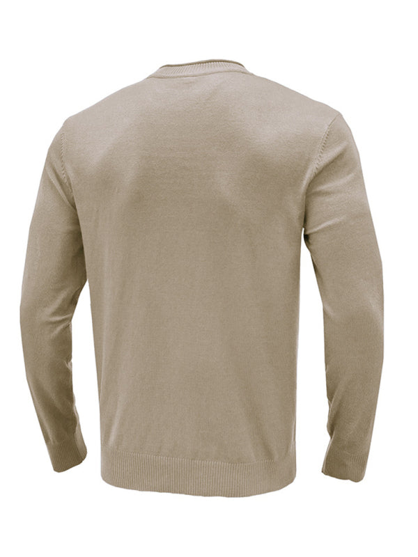 Men's new solid color long sleeve sweater