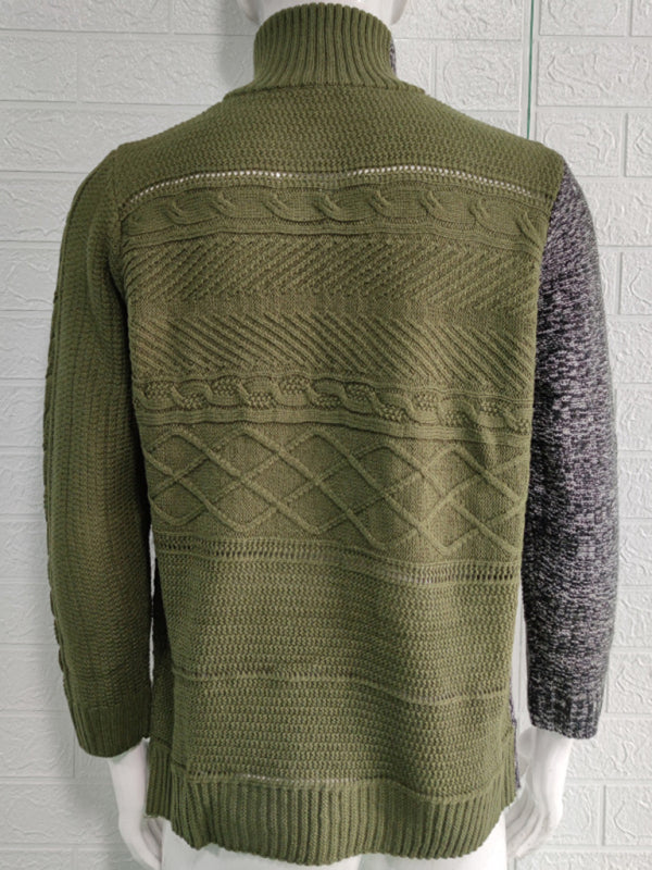 Florian Laurent — Men's high -necked color skin buckle long -sleeved knit sweater cardigan, alternate view 4