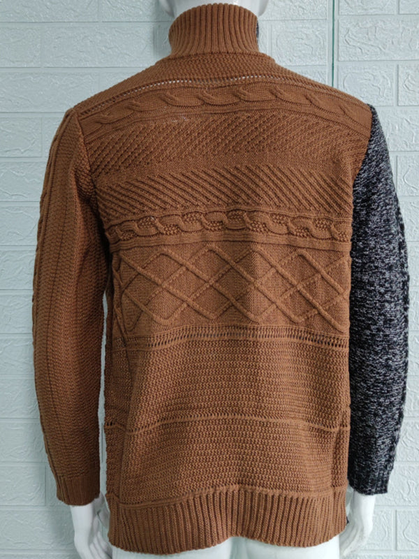 Florian Laurent — Men's high -necked color skin buckle long -sleeved knit sweater cardigan, alternate view 2