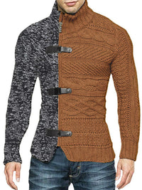 Florian Laurent — Men's high -necked color skin buckle long -sleeved knit sweater cardigan