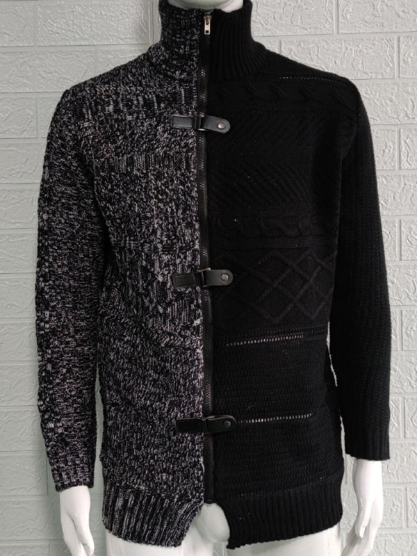 Florian Laurent — Men's high -necked color skin buckle long -sleeved knit sweater cardigan, alternate view 10