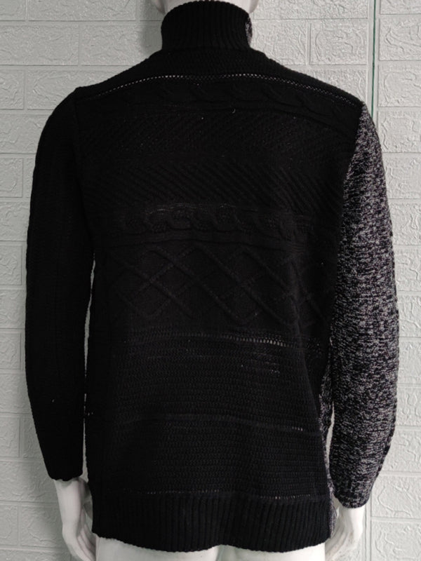 Florian Laurent — Men's high -necked color skin buckle long -sleeved knit sweater cardigan, alternate view 11