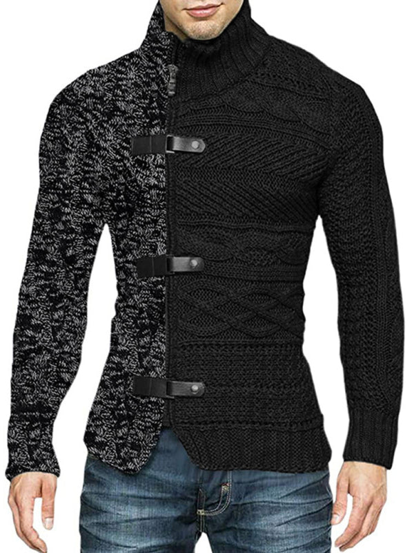 Florian Laurent — Men's high -necked color skin buckle long -sleeved knit sweater cardigan, alternate view 12