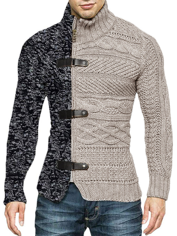 Florian Laurent — Men's high -necked color skin buckle long -sleeved knit sweater cardigan, alternate view 18