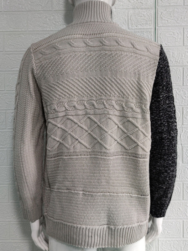 Florian Laurent — Men's high -necked color skin buckle long -sleeved knit sweater cardigan, alternate view 16