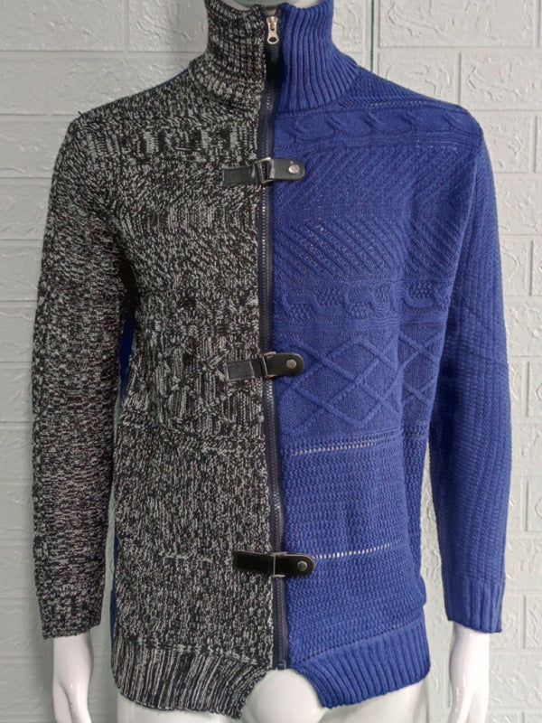 Florian Laurent — Men's high -necked color skin buckle long -sleeved knit sweater cardigan, alternate view 14