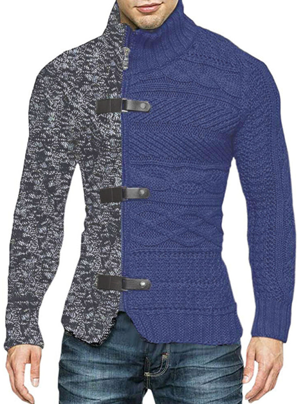 Florian Laurent — Men's high -necked color skin buckle long -sleeved knit sweater cardigan, alternate view 15