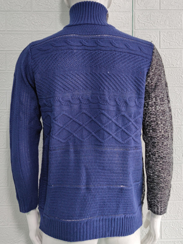 Florian Laurent — Men's high -necked color skin buckle long -sleeved knit sweater cardigan, alternate view 13