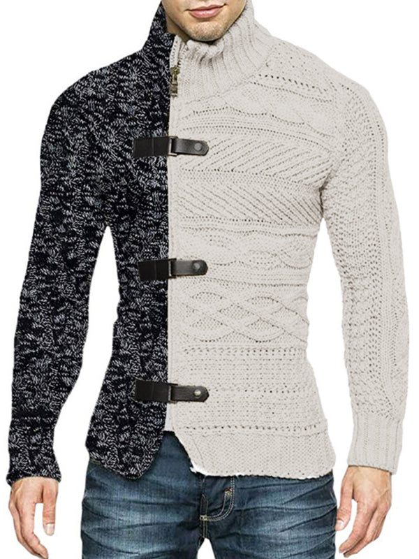 Florian Laurent — Men's high -necked color skin buckle long -sleeved knit sweater cardigan, alternate view 9