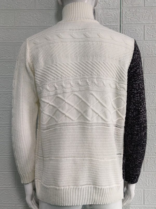 Florian Laurent — Men's high -necked color skin buckle long -sleeved knit sweater cardigan, alternate view 7