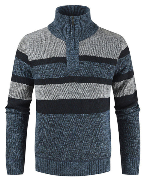 Beaumont Beaumont — Men's pullover stand collar knitted casual colorblock long-sleeved sweater, alternate view 3