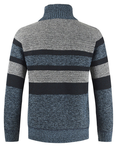 Men's pullover stand collar knitted casual colorblock long-sleeved sweater