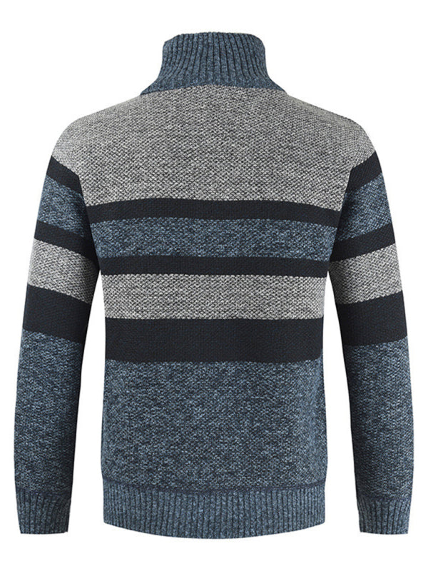 Beaumont Beaumont — Men's pullover stand collar knitted casual colorblock long-sleeved sweater, alternate view 2