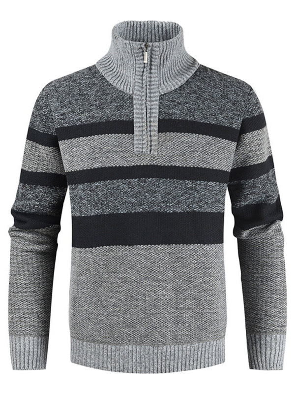 Beaumont Beaumont — Men's pullover stand collar knitted casual colorblock long-sleeved sweater