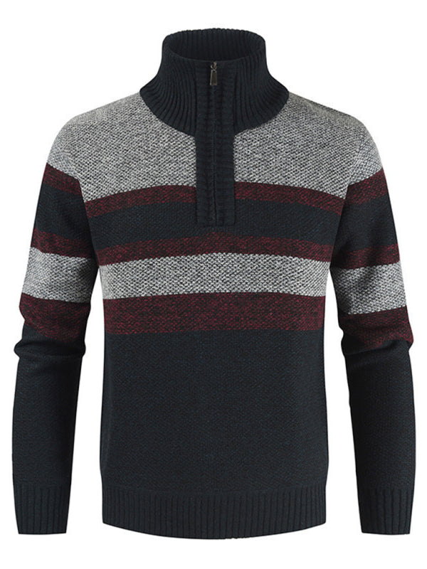 Beaumont Beaumont — Men's pullover stand collar knitted casual colorblock long-sleeved sweater, alternate view 6