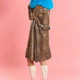 Blue Faux Suede Trench Coat with Faux Fur Collar-3