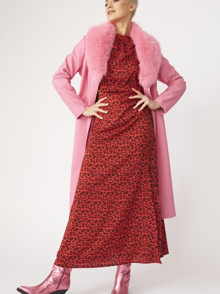 Pink Eco Leather Trench Coat-0