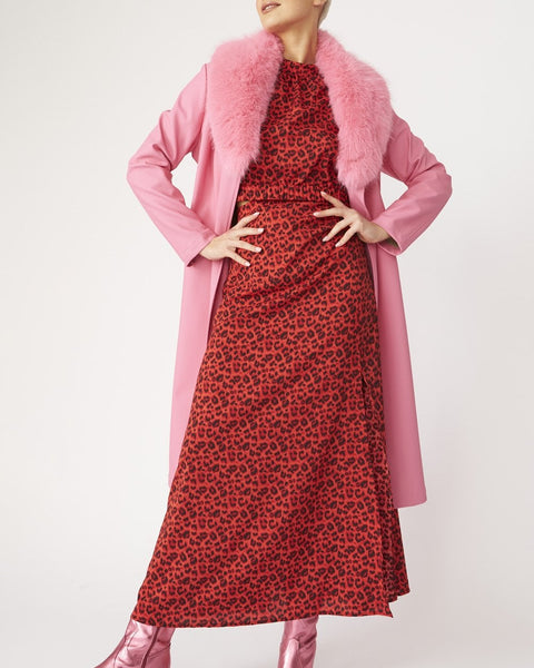 Pink Eco Leather Trench Coat-0