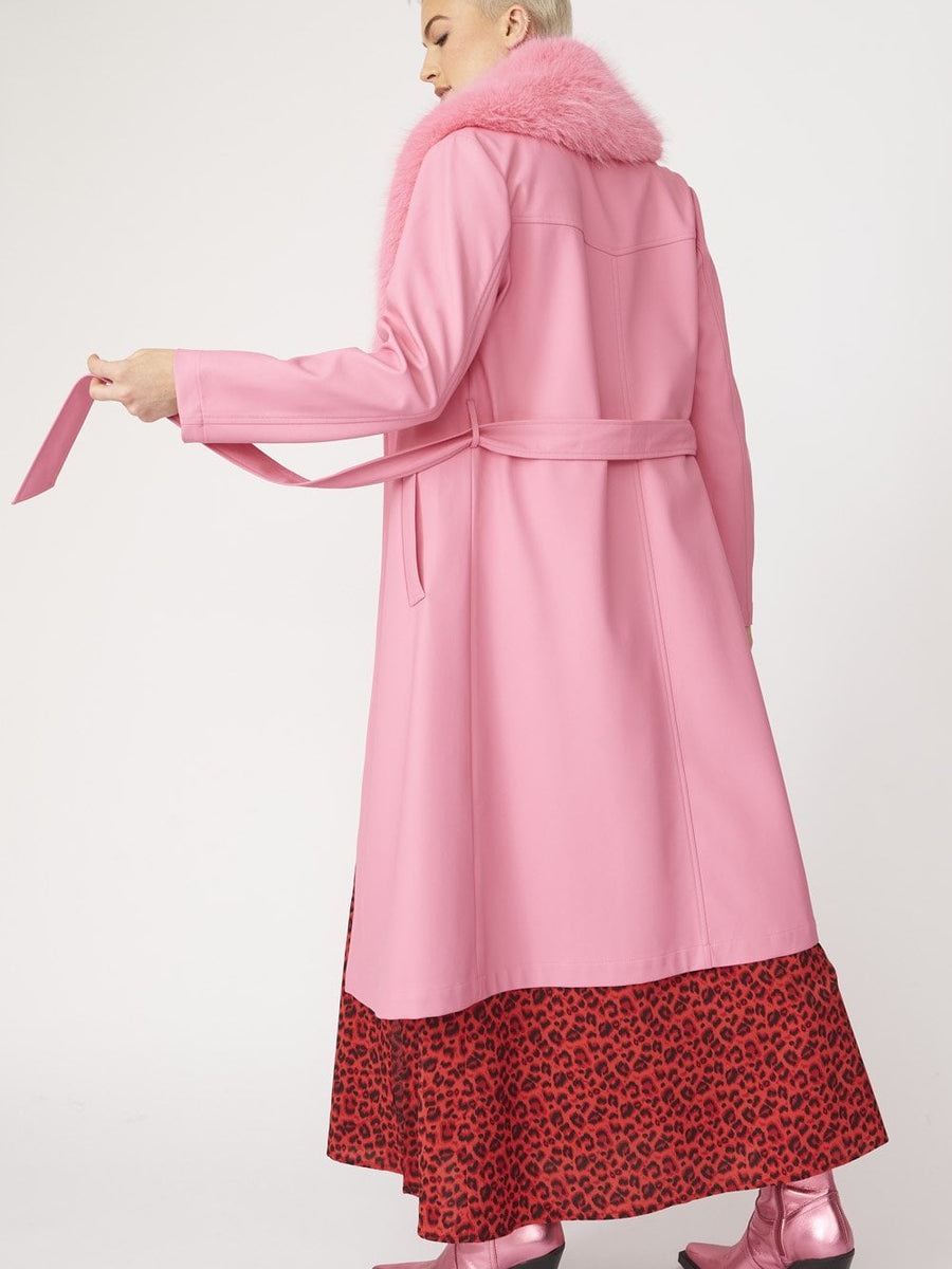 Pink Eco Leather Trench Coat-1