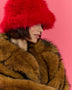 Red Eco Bamboo Faux Fur Bucket Hat