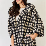 J.NNA Fuzzy Plaid Waist Tie Hooded Robe Cardigan - Opulent EmpireJ.NNA Fuzzy Plaid Waist Tie Hooded Robe CardiganOpulent Empire