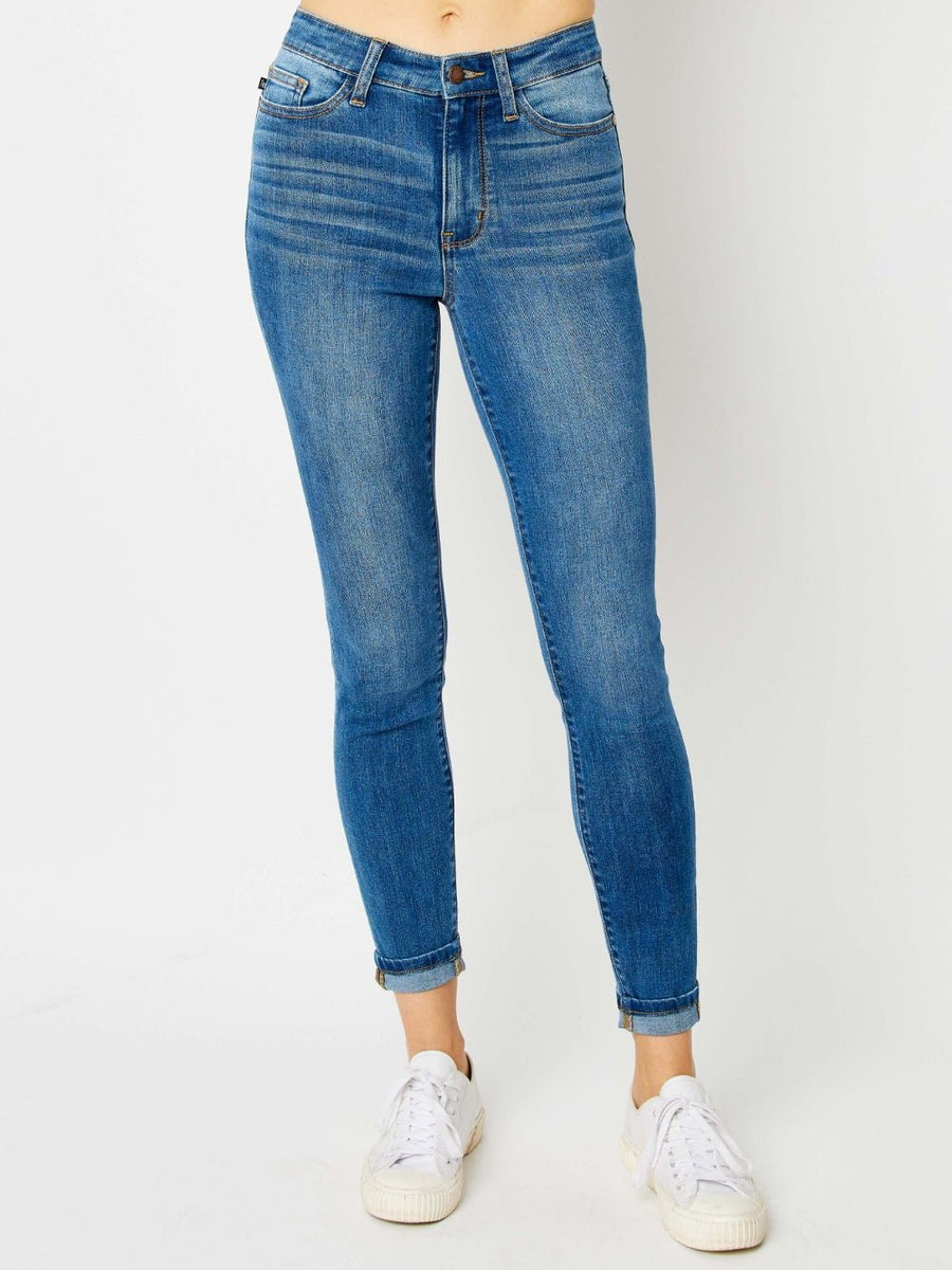 Judy Blue Full Size Cuffed Hem Skinny Jeans - Opulent EmpireJudy Blue Full Size Cuffed Hem Skinny JeansOpulent Empire