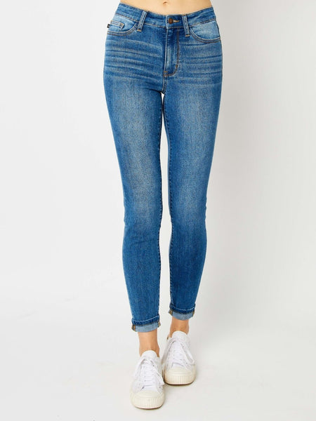 Judy Blue Full Size Cuffed Hem Skinny Jeans - Opulent EmpireJudy Blue Full Size Cuffed Hem Skinny JeansOpulent Empire