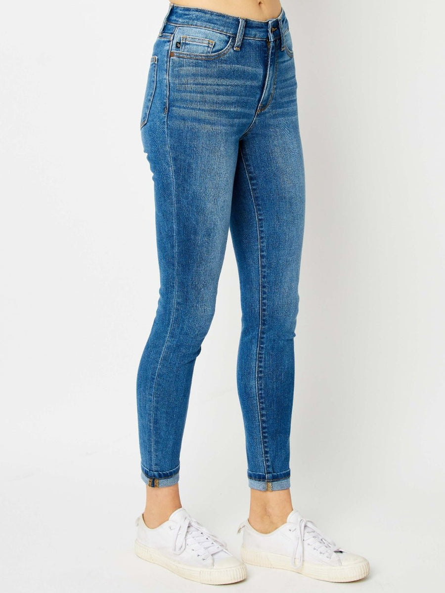 Judy Blue Full Size Cuffed Hem Skinny Jeans - Opulent EmpireJudy Blue Full Size Cuffed Hem Skinny JeansOpulent Empire