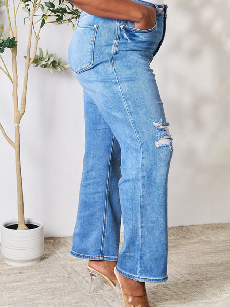 Judy Blue Full Size High Waist Distressed Jeans - Opulent EmpireJudy Blue Full Size High Waist Distressed JeansOpulent Empire