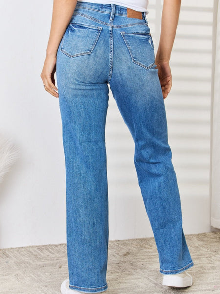 Judy Blue Full Size High Waist Distressed Straight-Leg Jeans - Opulent EmpireJudy Blue Full Size High Waist Distressed Straight-Leg JeansOpulent Empire