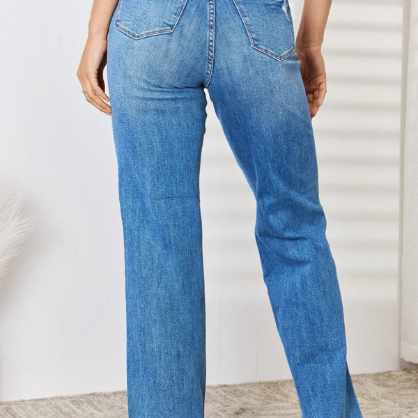 Judy Blue Full Size High Waist Distressed Straight-Leg Jeans - Opulent EmpireJudy Blue Full Size High Waist Distressed Straight-Leg JeansOpulent Empire