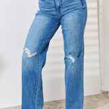 Judy Blue Full Size High Waist Distressed Straight-Leg Jeans - Opulent EmpireJudy Blue Full Size High Waist Distressed Straight-Leg JeansOpulent Empire