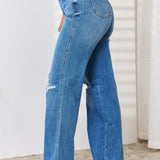 Judy Blue Full Size High Waist Distressed Straight-Leg Jeans - Opulent EmpireJudy Blue Full Size High Waist Distressed Straight-Leg JeansOpulent Empire